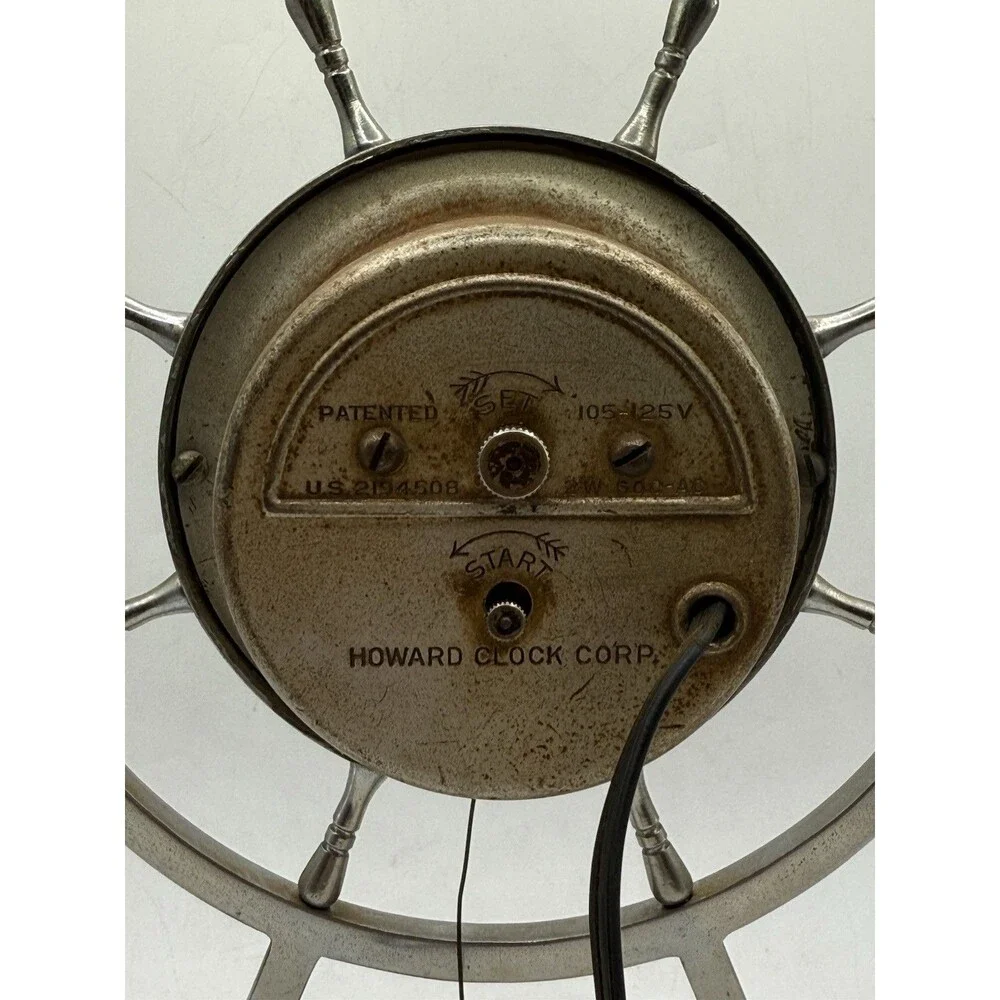 Vintage Howard Clock Corp Nautical Maritime Ships Wheel Electric Mantle Clock